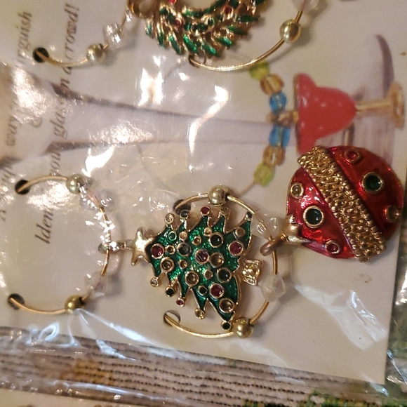 Vintage 90s New 2 set wine glass charms 8 pcs - Picture 3 of 8